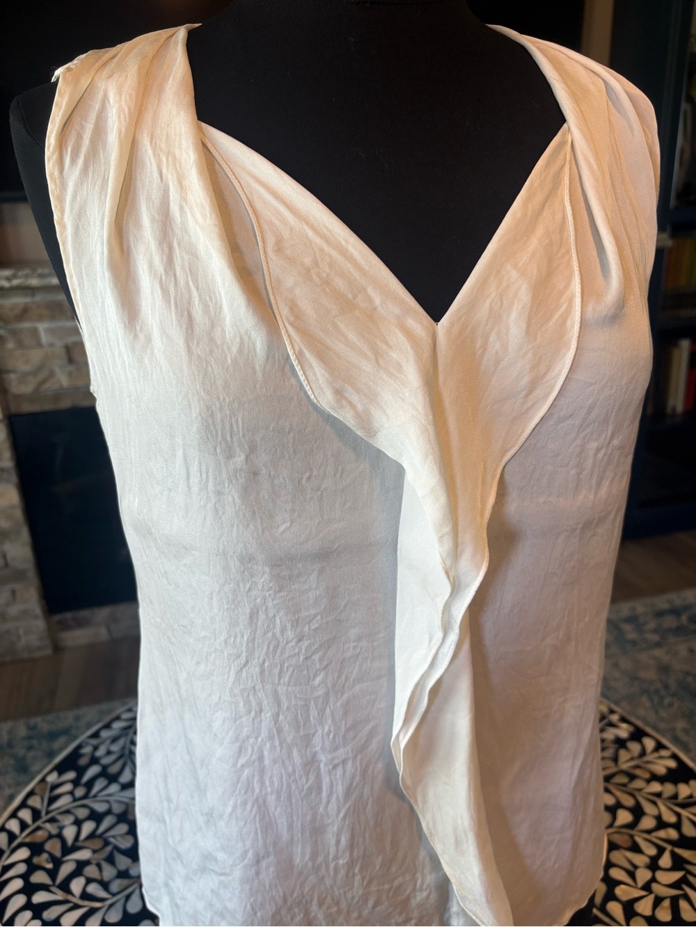 Elie Tahari Ivory Ruffled V-Neck Camisole